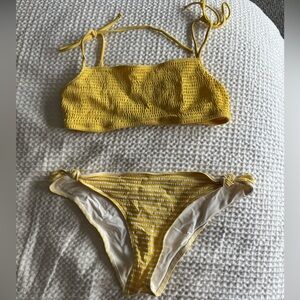 Abercrombie & Fitch Yellow Smocked Bikini Set
